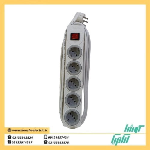 پریز ارت دار پنج خانه سیار با محافظ کودک و 4 متر کابل برند اخگر